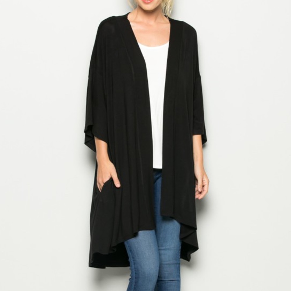 Black Drapey Kimono Cardigan